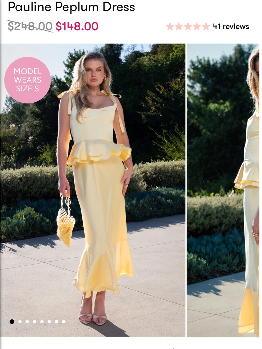 Show Me Your MuMu Pauline Peplum Maxi Dress in Pale Yellow